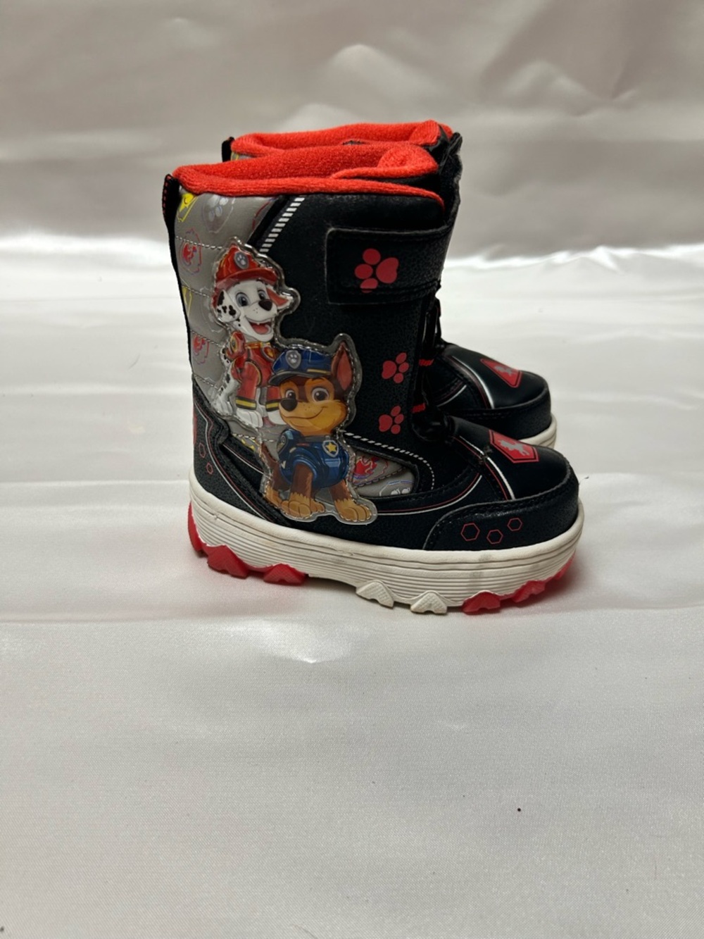 Paw Patrol Black and Red Kids Light Up Snow Boots | Toddler Size 7